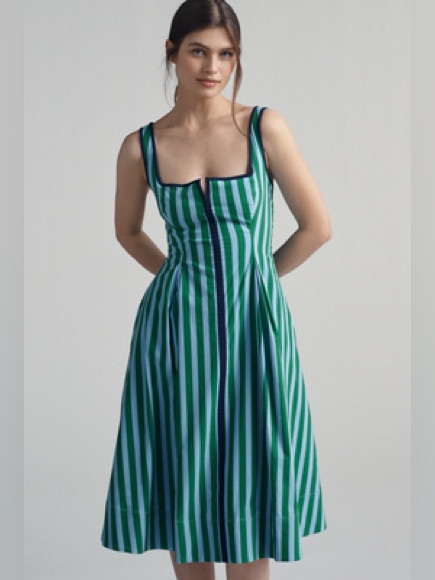 Maeve Sleeveless Notched Square-Neck Midi Dress